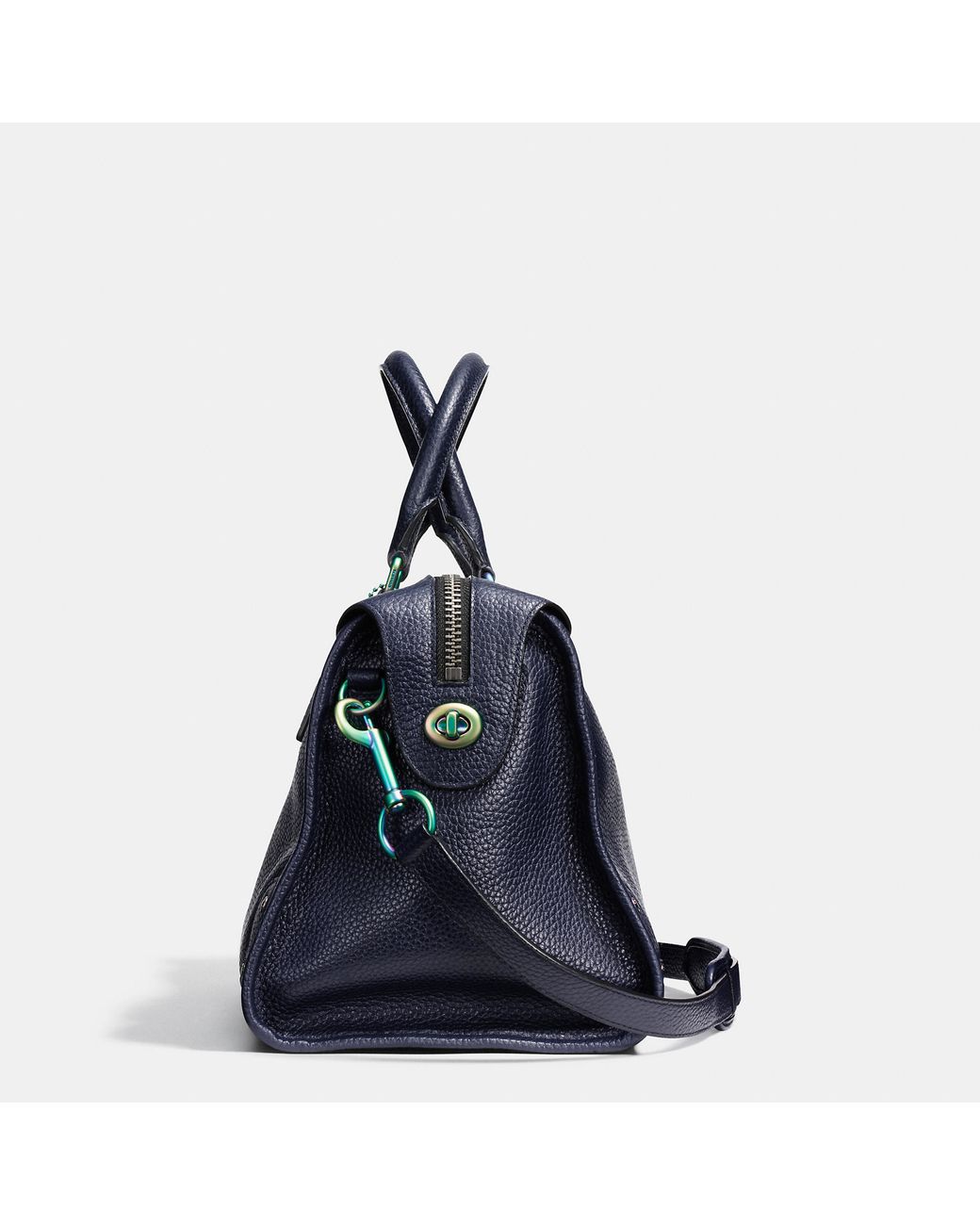 COACH Rhyder Satchel In Oil Slick Rivets Leather in Blue Lyst