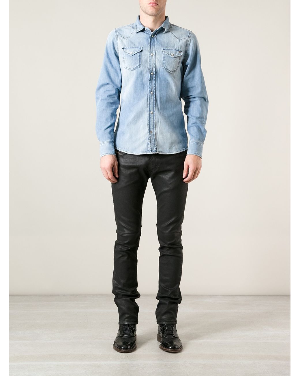 DIESEL Waxed Denim Jeans in Black for 