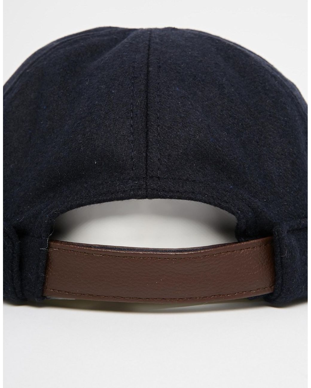 ASOS Docker Hat In Navy Melton in Blue 