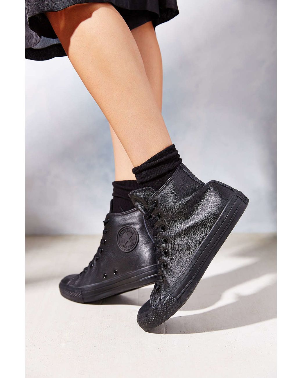 Converse Chuck Taylor All Star Leather High Top Sneaker in Black