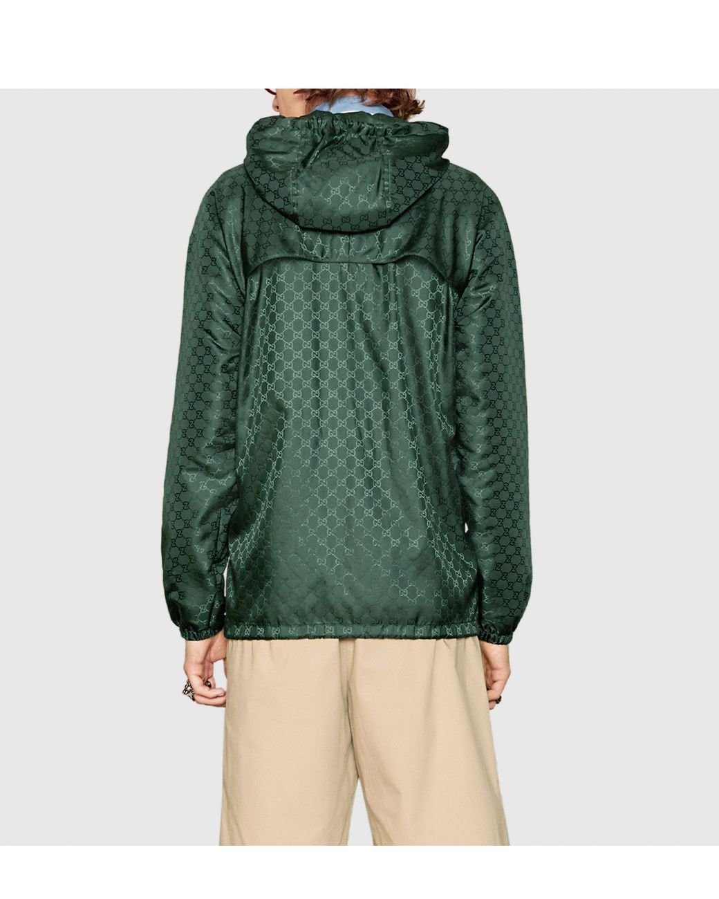 Green GG-jacquard quilted down coat, Gucci