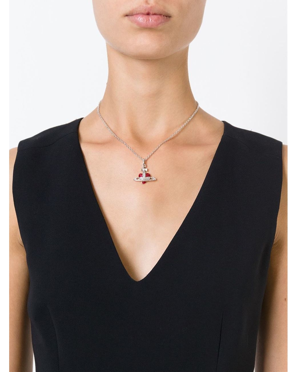 Vivienne Westwood Anglomania 'diamante Heart' Pendant Necklace in Metallic  | Lyst