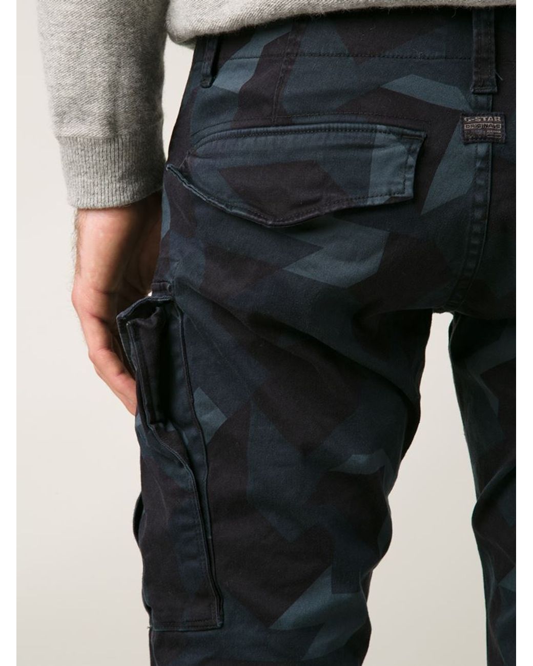 G-Star RAW Camouflage Print Cargo Trousers in Blue for Men | Lyst