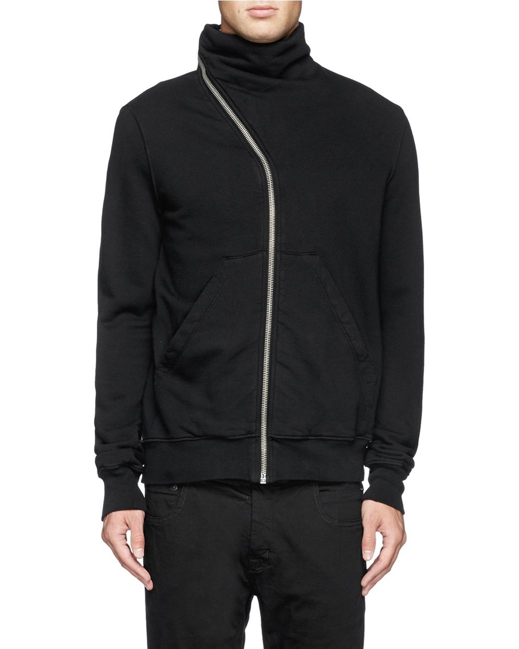 Rick Owens DRKSHDW Asymmetric Zip Fleece Jacket in Black for Men | Lyst
