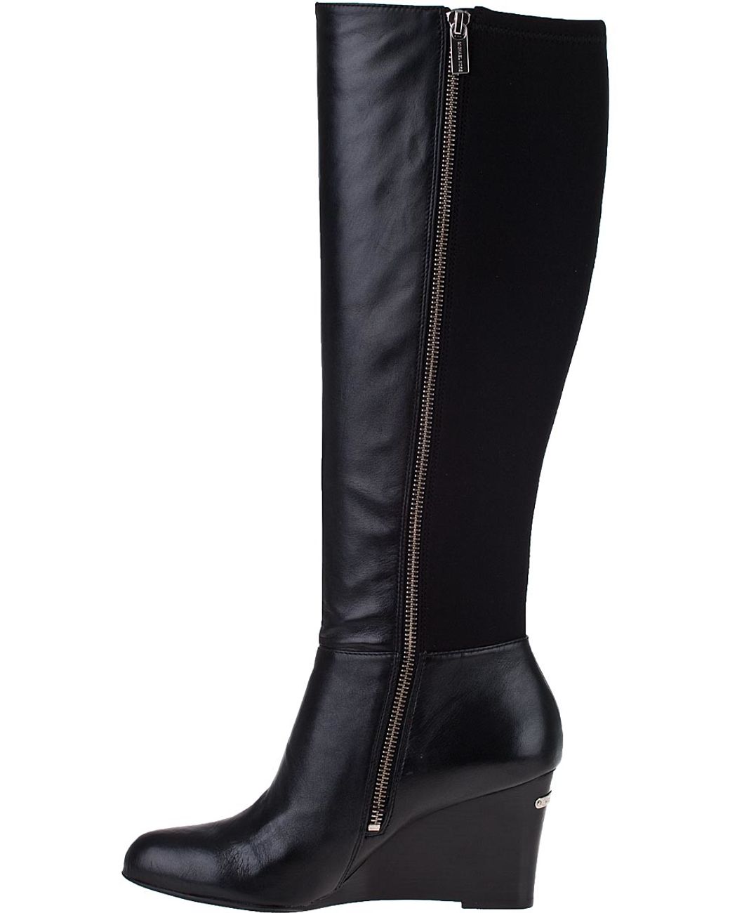 MICHAEL Michael Kors Bromley Wedge Tall Boot Black Leather | Lyst