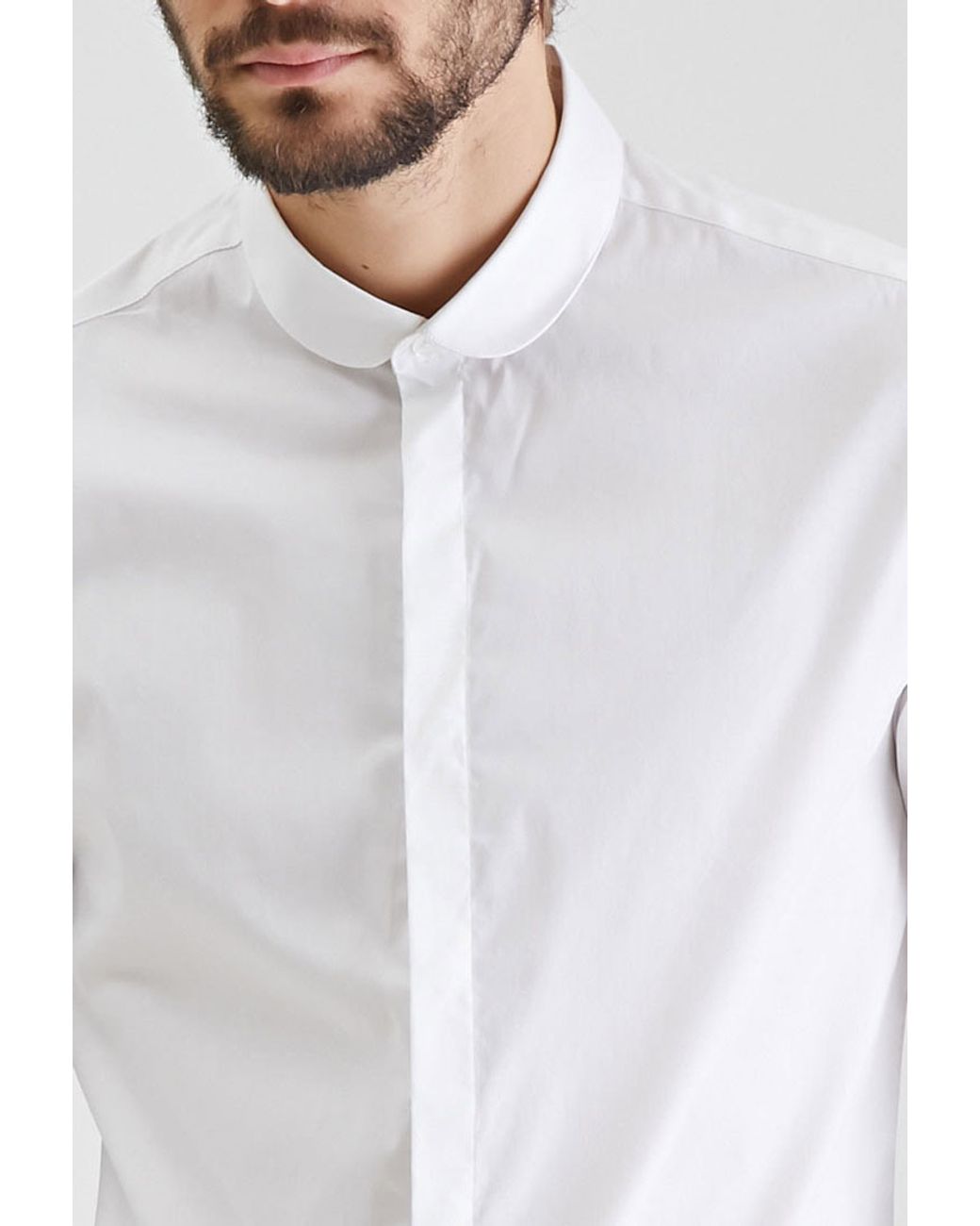 Round-collar Button-down Shirt 