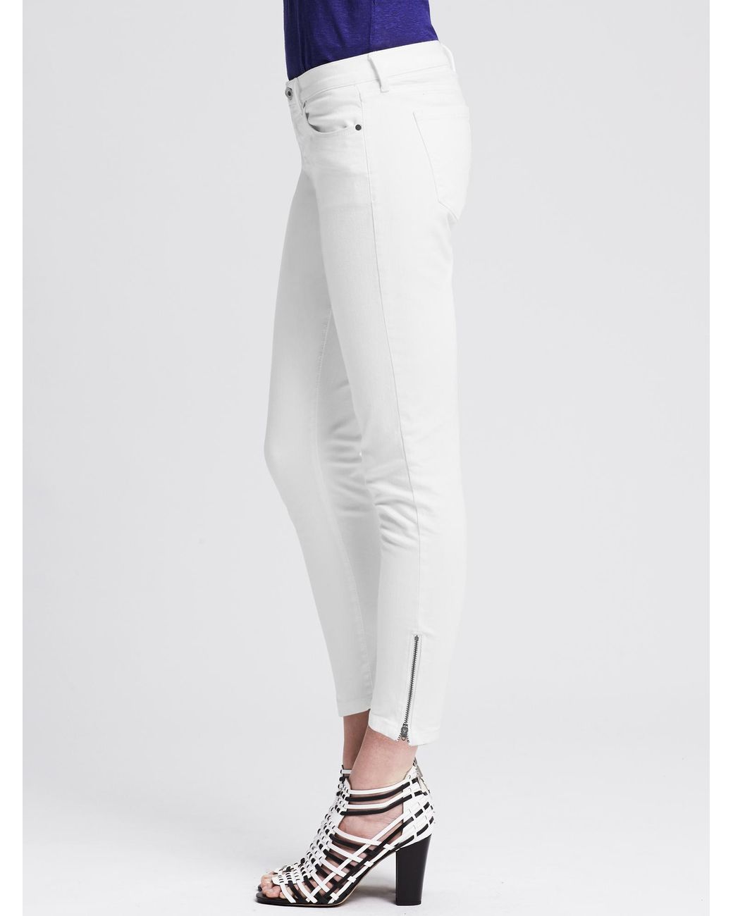 Banana Republic White Skinny Ankle Zip 