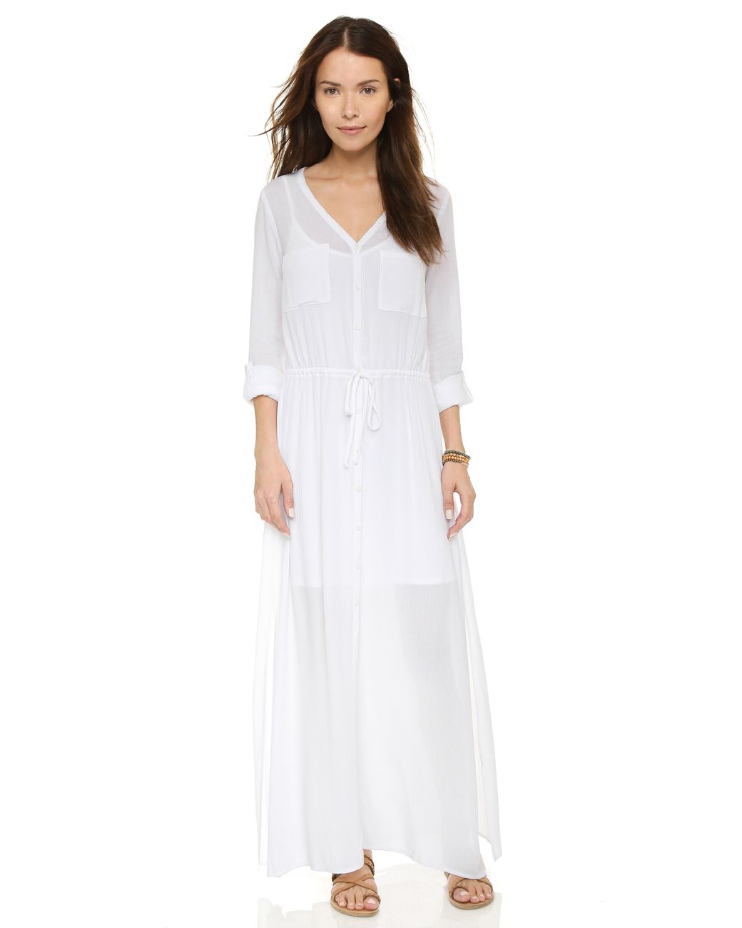 Splendid Gauze Maxi Shirt Dress White Lyst Canada