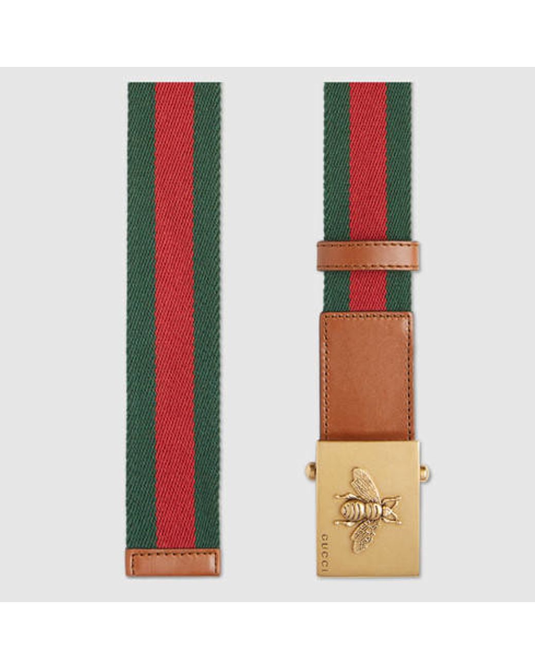 Gucci Canvas Web Belt With Bee Buckle in Green for Men | Lyst
