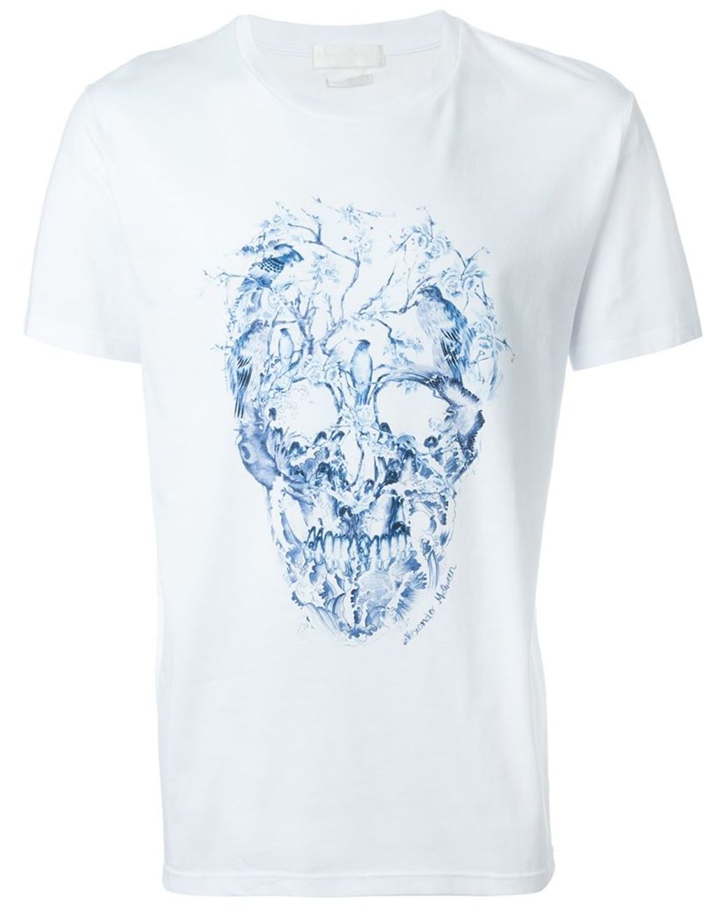 Alexander McQueen Cotton Foliage And Bird Skull T-shirt in White 