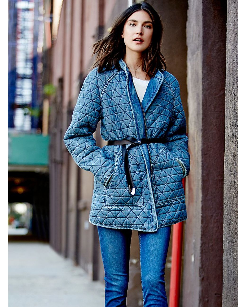 Womens Chambray Quilted Jacket 