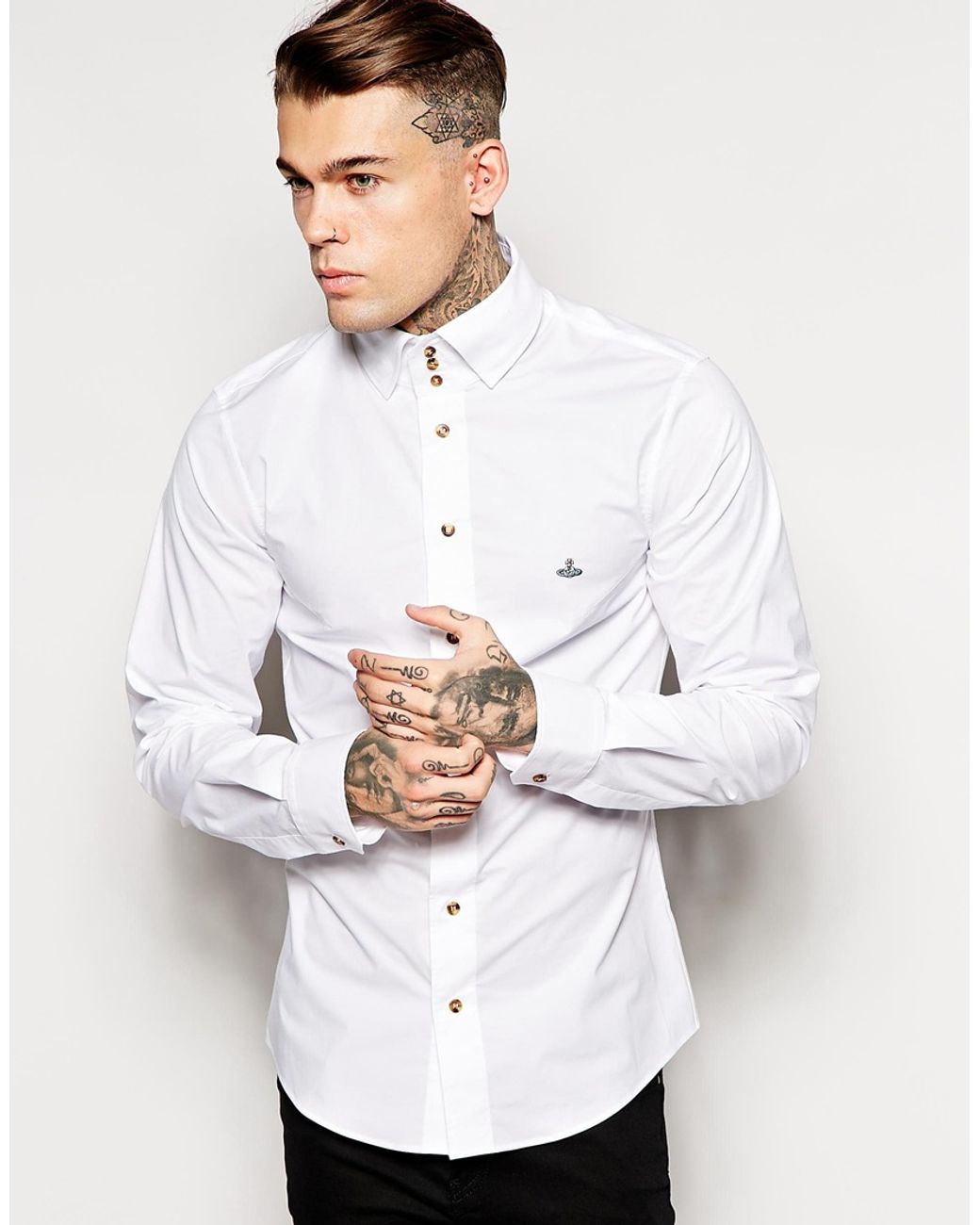 Vivienne Westwood Shirt with 3 Button Collar in White for Men | Lyst Canada