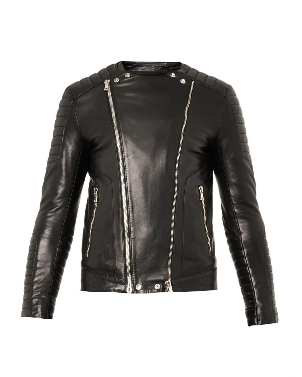 Balmain Classic Leather Biker Jacket in Black for Men | Lyst UK