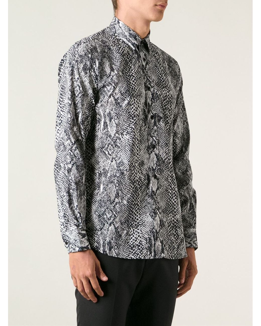 Saint Laurent Snakeskin Shirt in Black for Men | Lyst