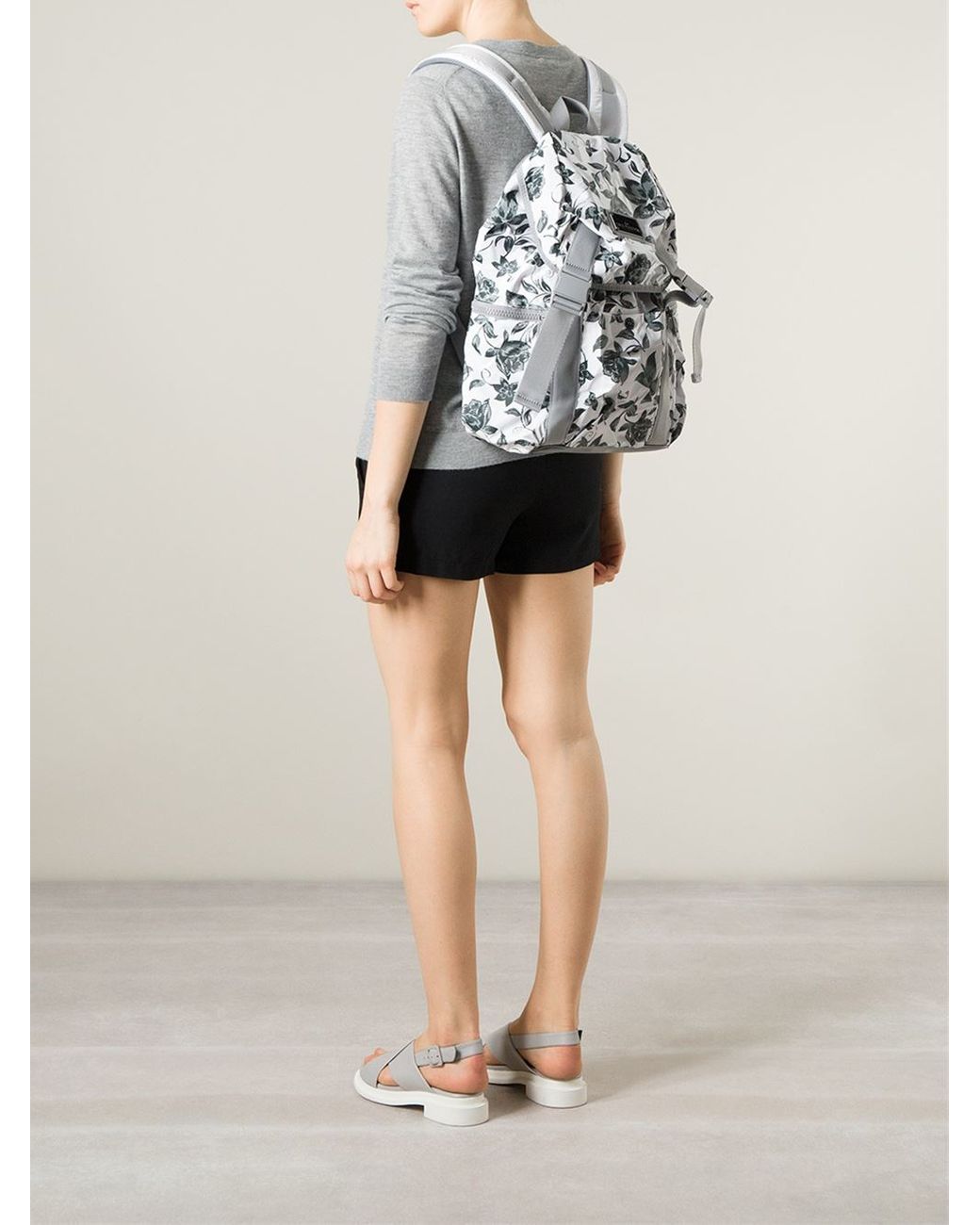 adidas By Stella McCartney Floral Print Backpack in Grey  display picture 1