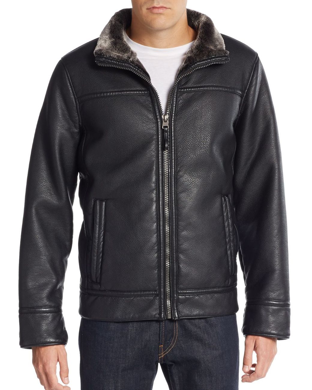 Calvin Klein Pebbled Faux Leather Jacket in Black for Men | Lyst