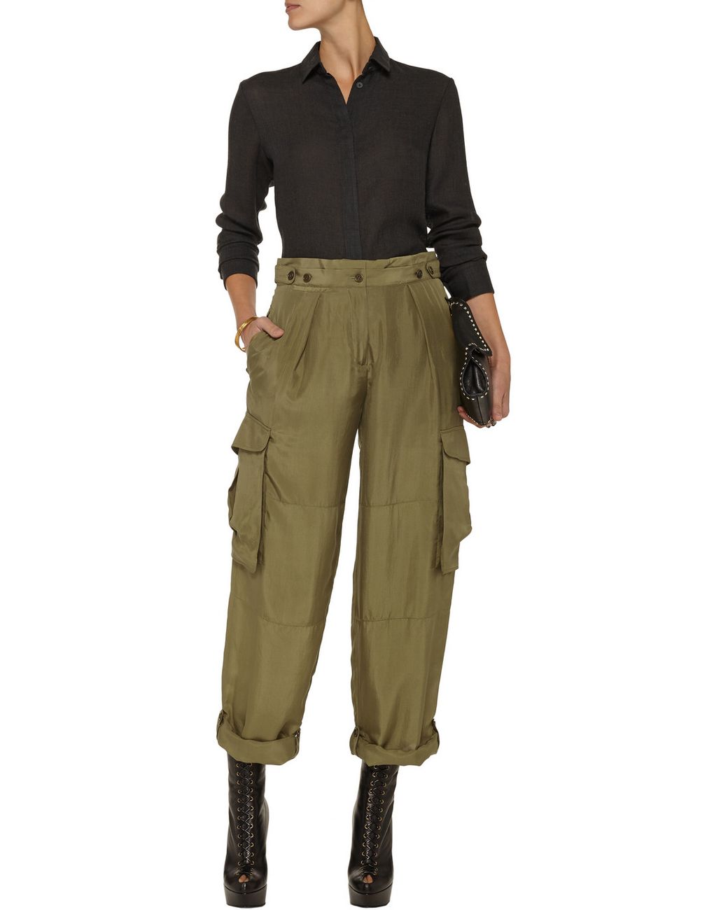 Alexander McQueen Women's Button Pleated Cargo Pant