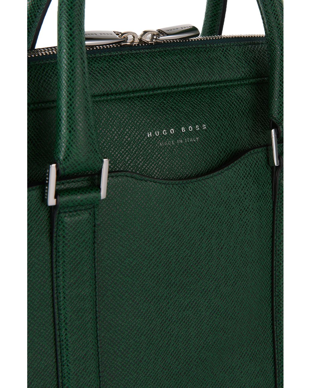 BOSS by HUGO BOSS Laptop Bag In Finely-textured Leather: 'signature_s Doc'  in Green for Men | Lyst Canada