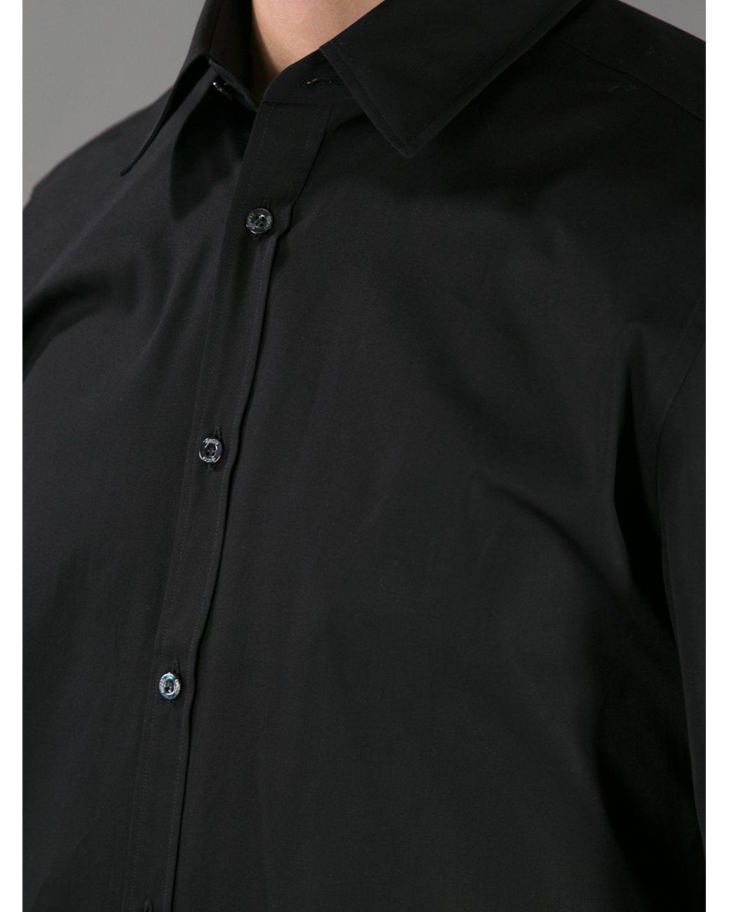 Mens Designer Clothes, GUCCI Men's Button Front Dress Shirt in Black #0355