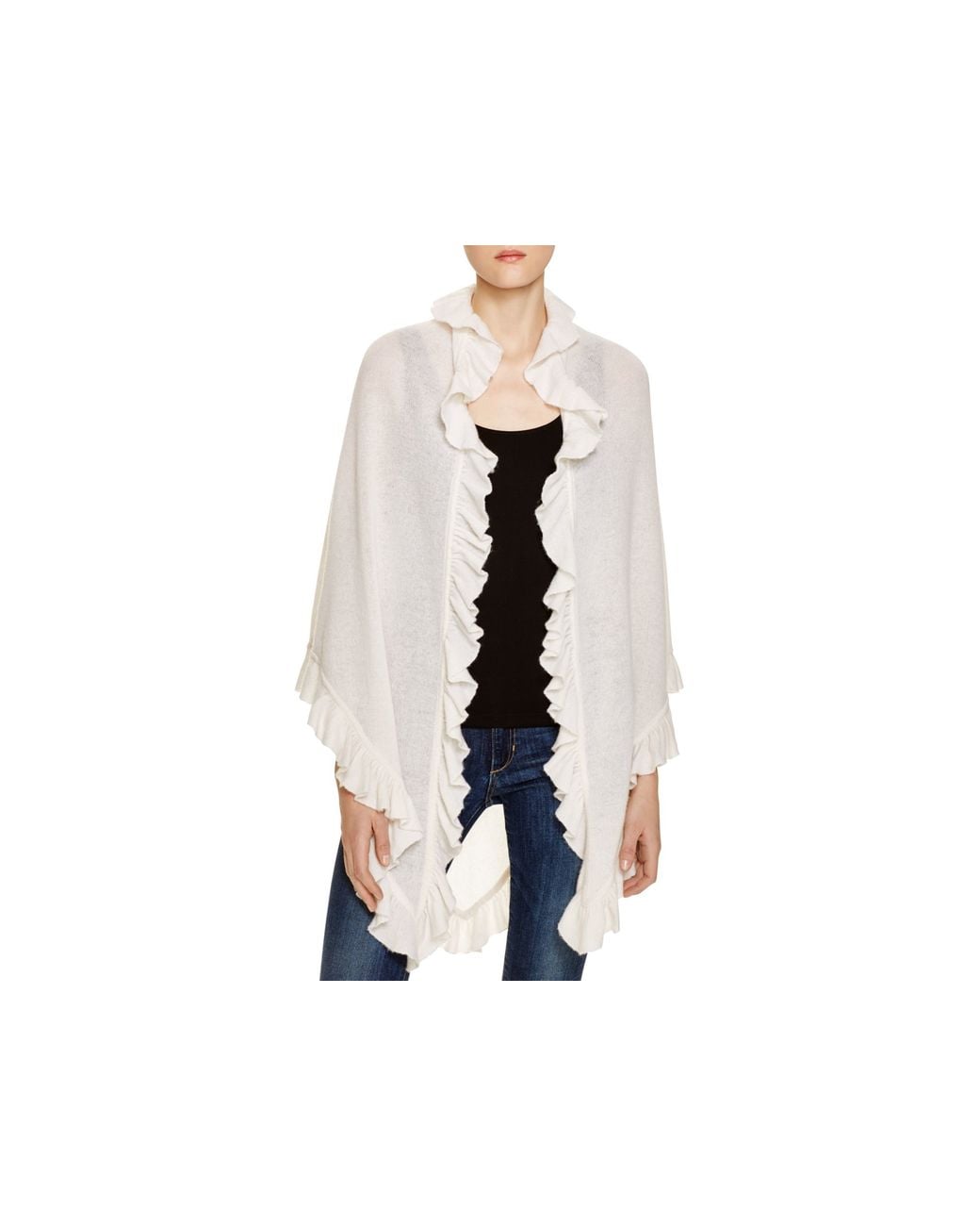 Minnie Rose Cashmere Ruffle Wrap in 