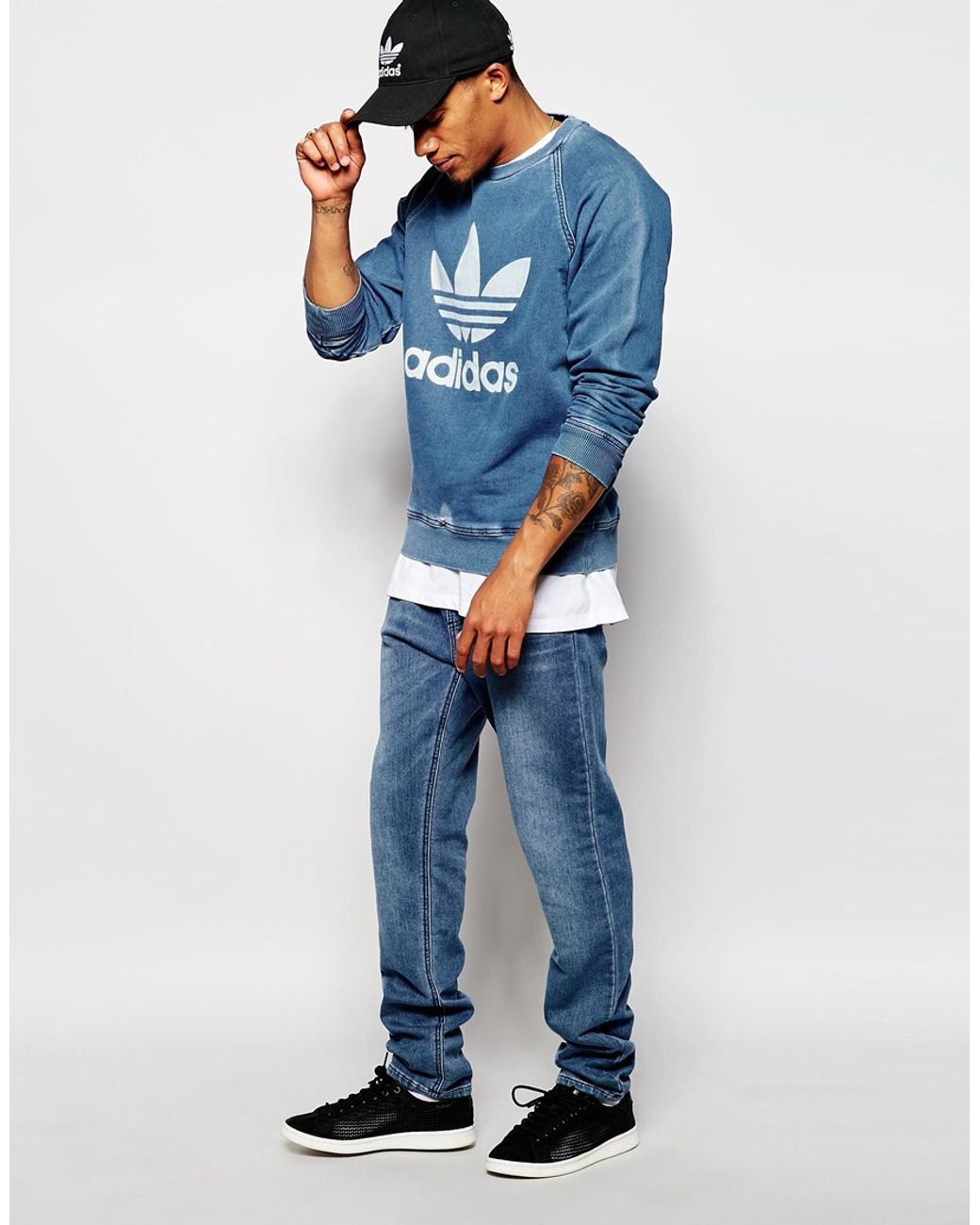 adidas Originals Denim Joggers Ab8057 in Blue for Men | Lyst