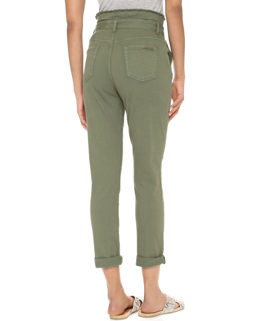 7 For All Mankind Paper Bag Waist Jeans - Fatigue in Green | Lyst