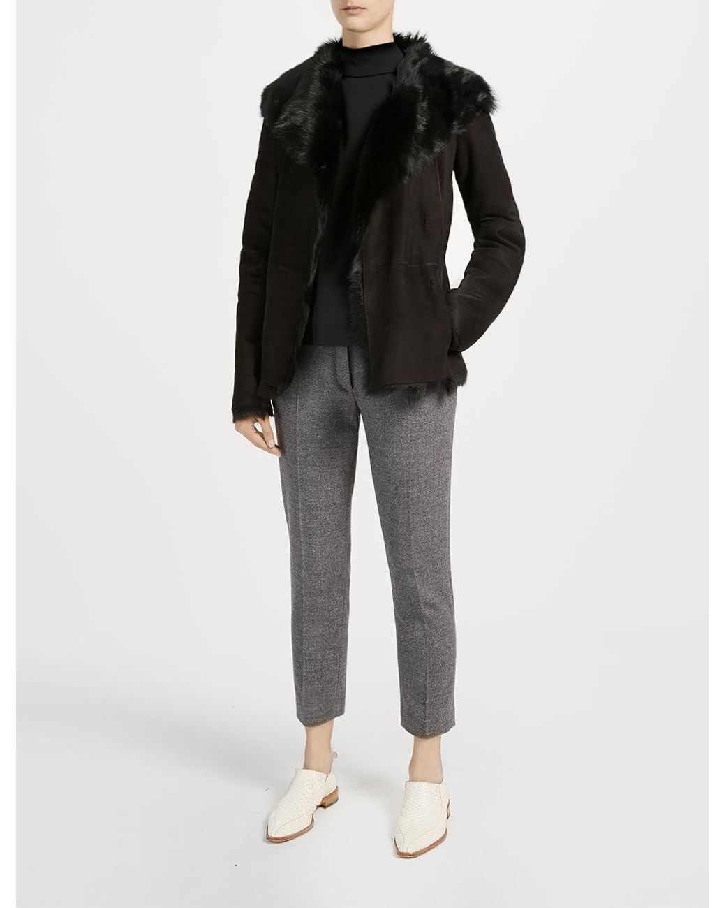 JOSEPH Toscana Anais Sheepskin Short Coat in Black Lyst UK