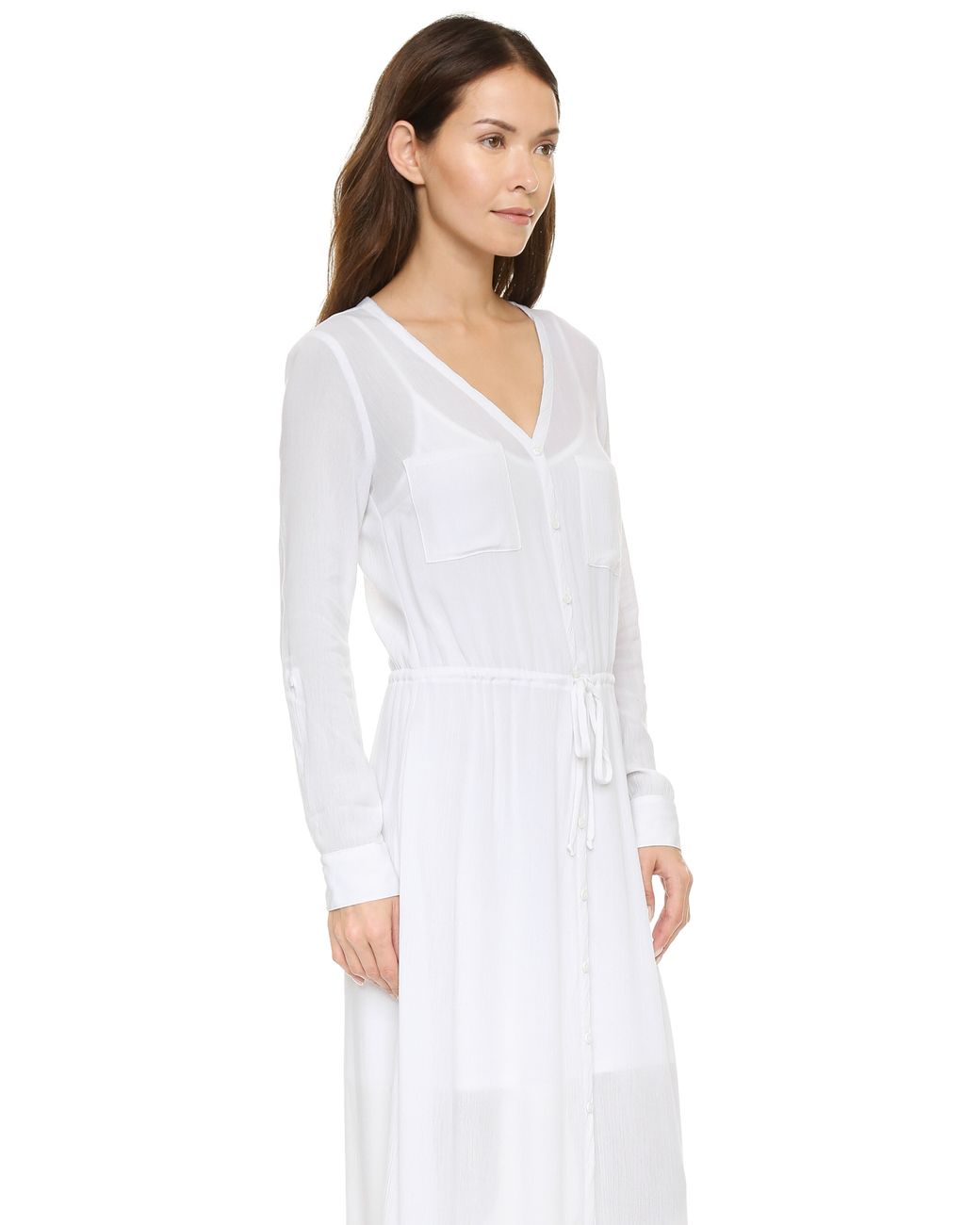 Splendid Gauze Maxi Shirt Dress - White | Lyst