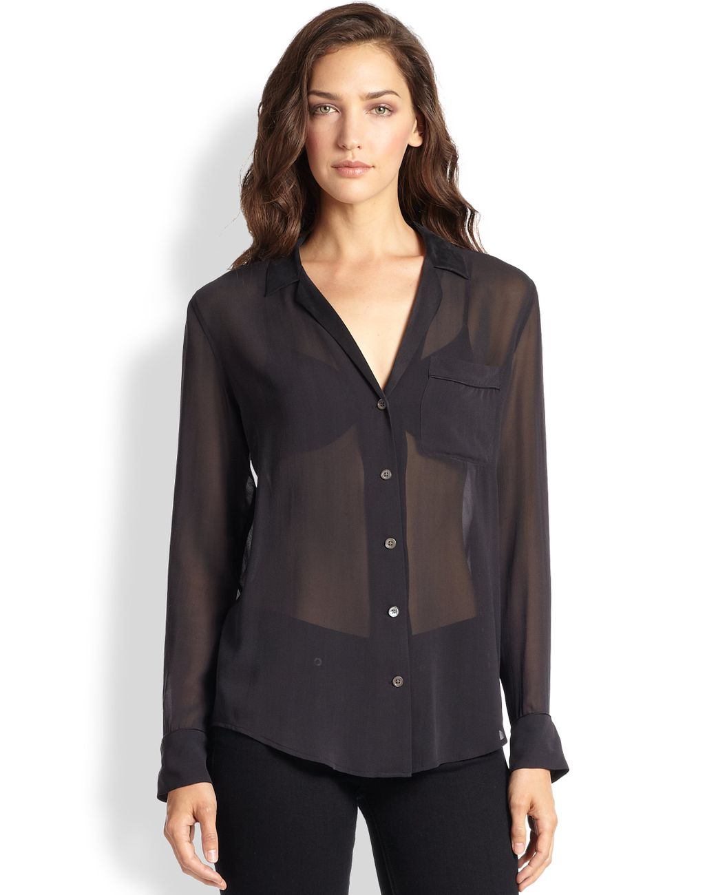 Equipment Keira Sheer Silk Shirt in Black | Lyst