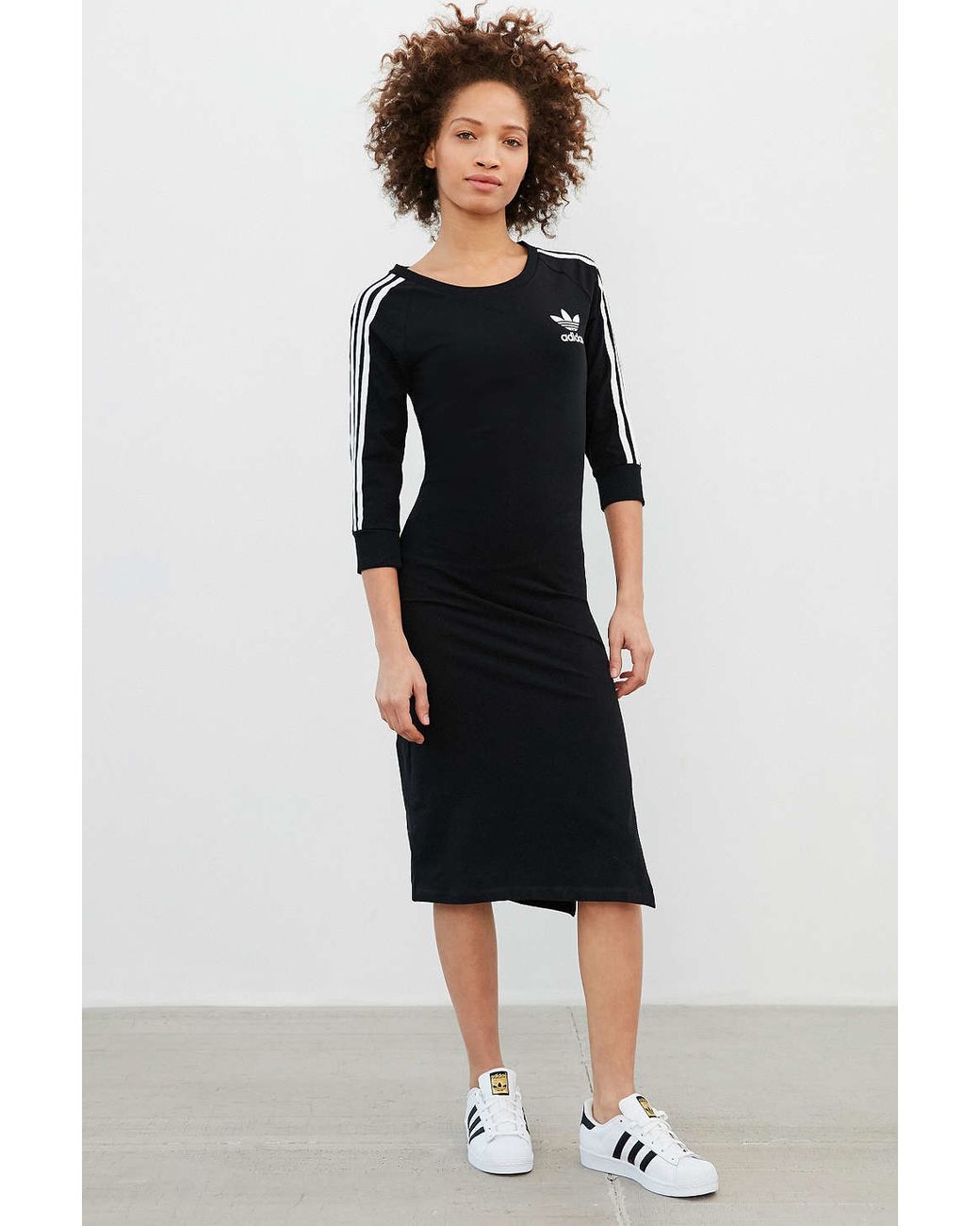 adidas Originals Midi Dress in Black | Lyst Canada