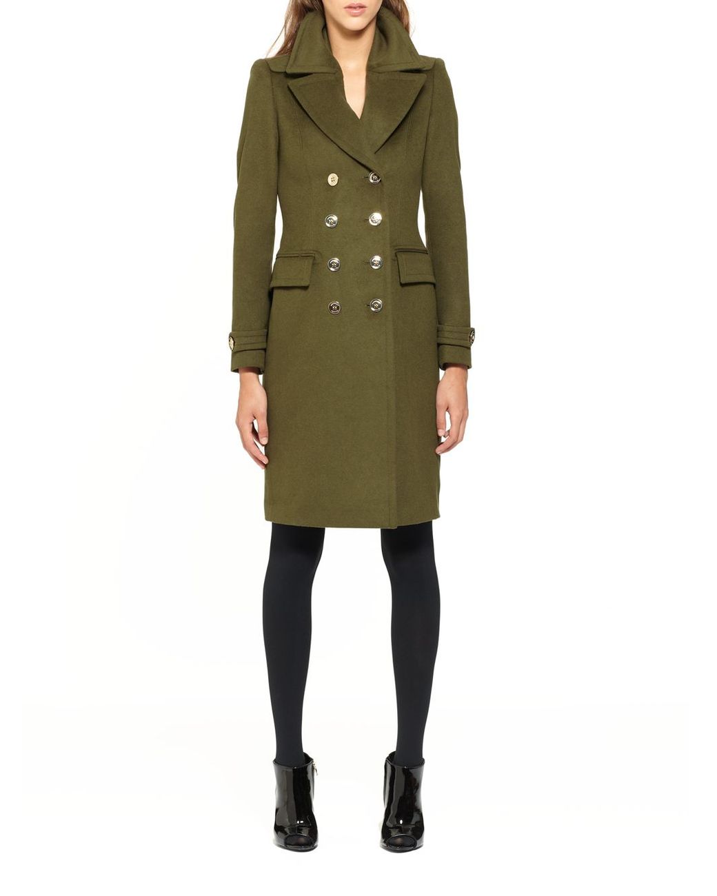 Burberry Doublebreasted Wool Cashmere Military Coat in Green | Lyst