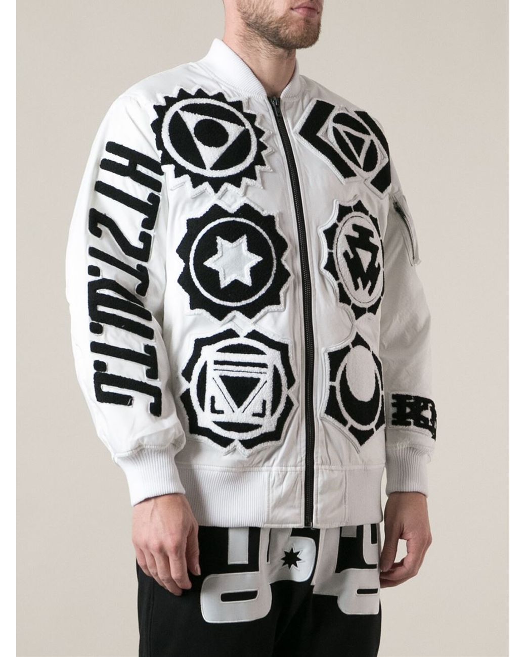 KTZ Patchwork Bomber Jacket in White 