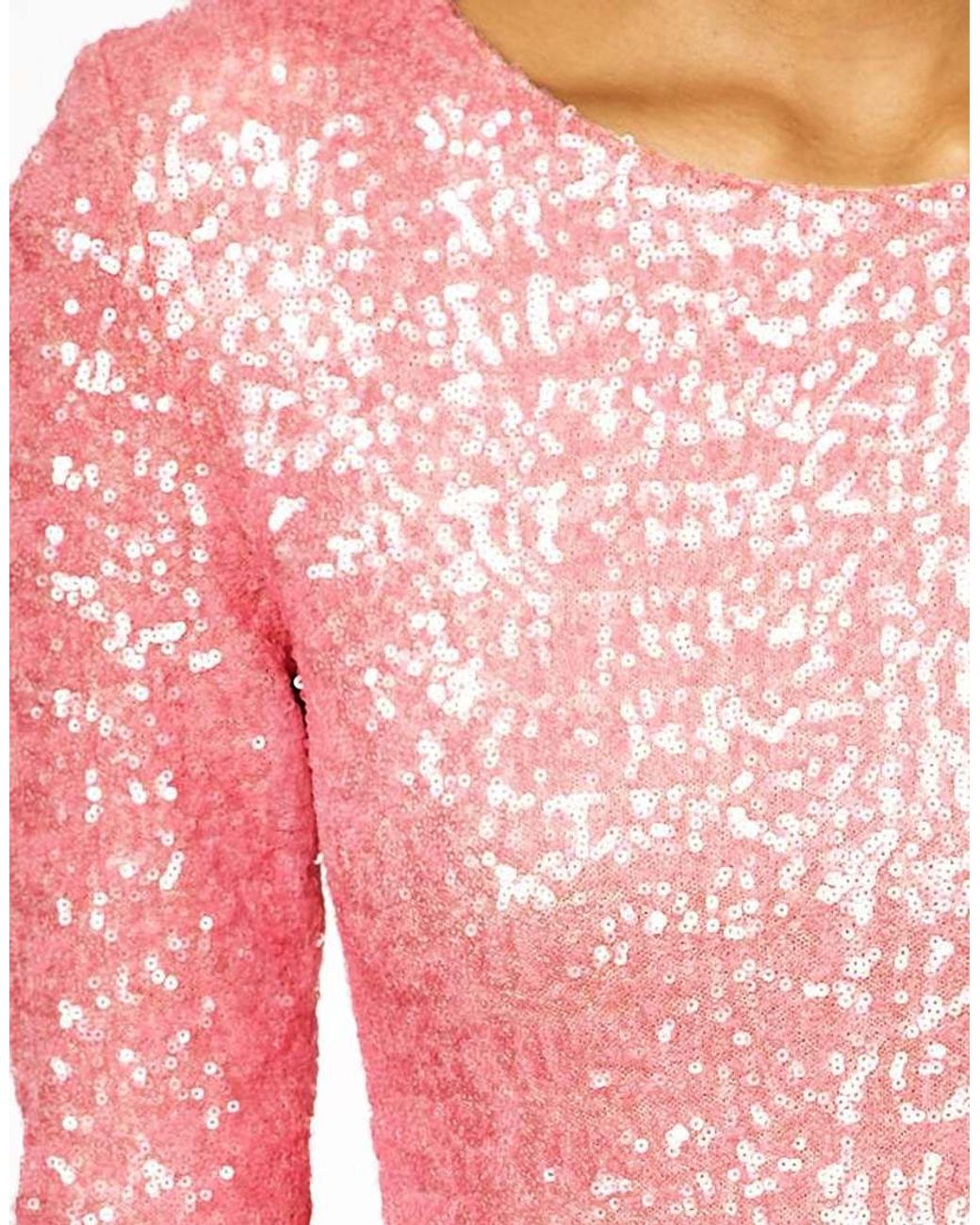 Pink sequin dress long deals sleeve