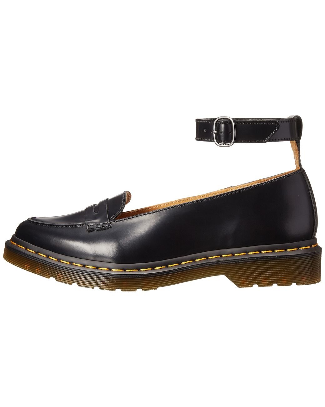 Dr. Martens Leonie Pointed Ankle Strap Penny Loafer in Black | Lyst