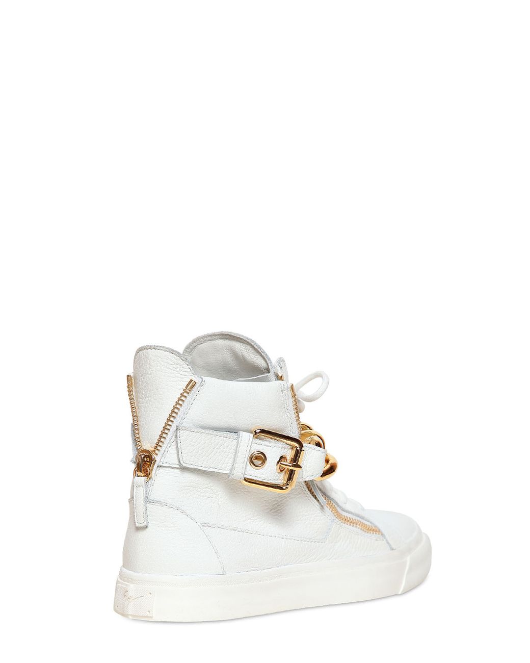 Giuseppe Zanotti Metal Chain Leather High Top Sneakers in White for Men |  Lyst