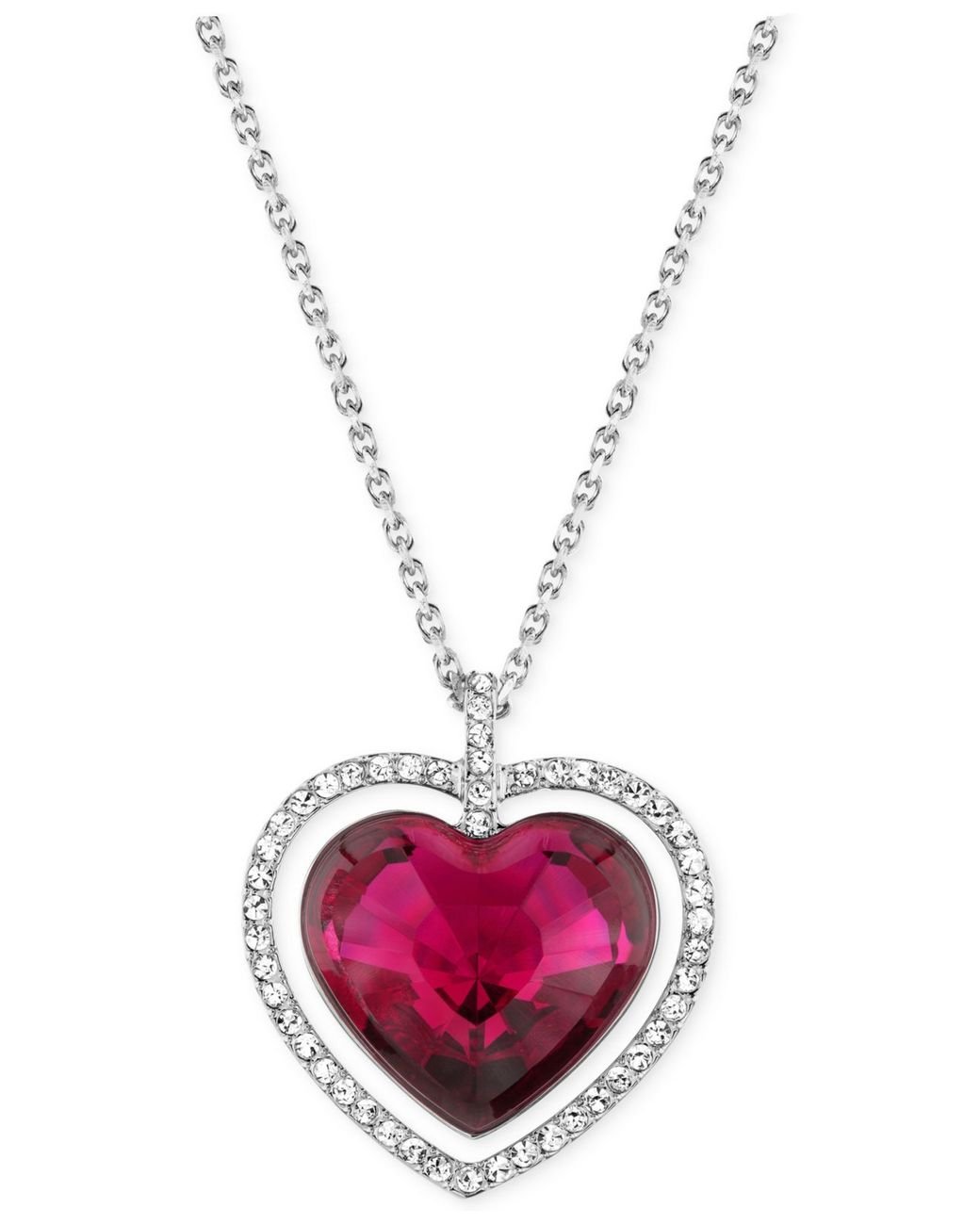 Swarovski Rhodium-plated Red Crystal Heart Pendant Necklace in Purple | Lyst