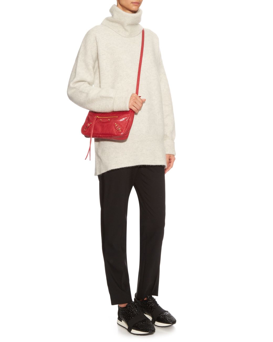 Balenciaga Classic Hip Metallic-edge Cross-body Bag in Red | Lyst