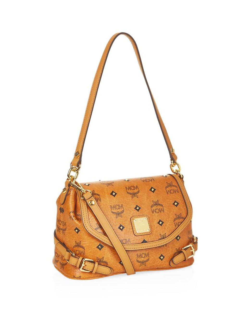 MCM Mini Gold Visetos Crossbody Bag in Brown Lyst UK
