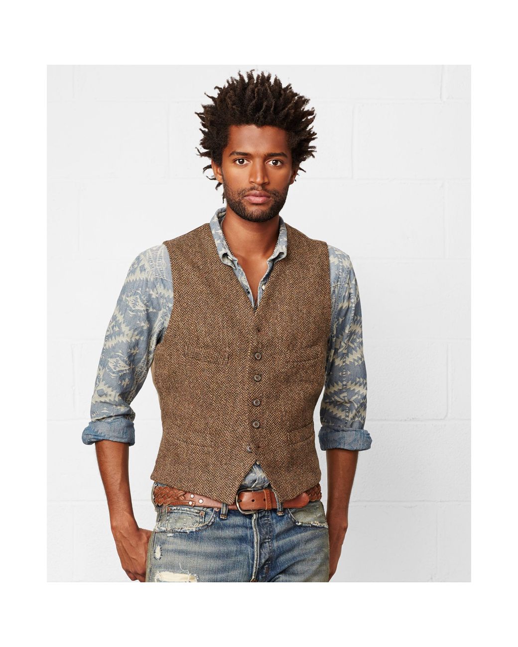 Denim & Supply Ralph Lauren Wool Tweed Vest in Rust Brown (Brown) for Men |  Lyst