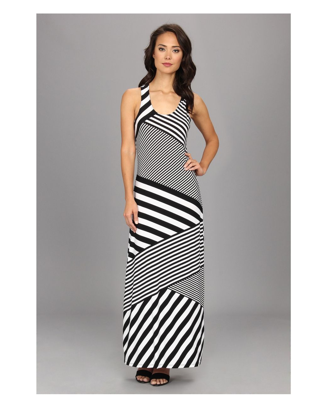 Calvin Klein Striped Mj Maxi Dress in Black | Lyst