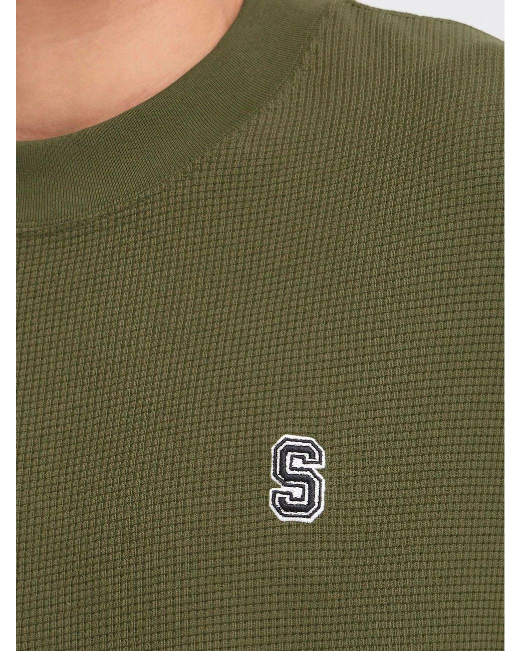 Solid Rundhalsshirt Sdraul in Green für Herren