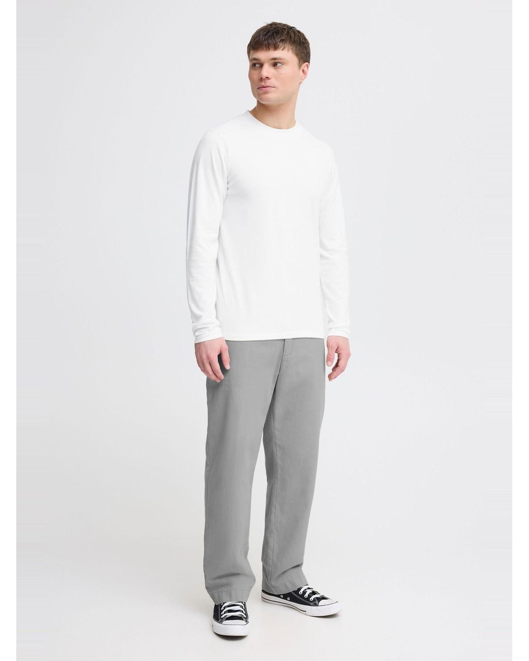 Solid Langarmshirt Sdodatten in White für Herren