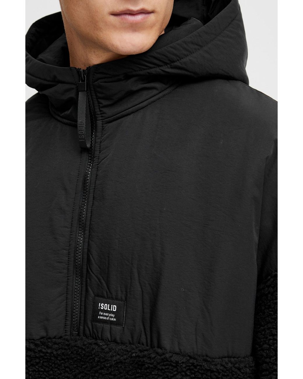 Solid Halfzip Fleecejacke Marco in Black für Herren