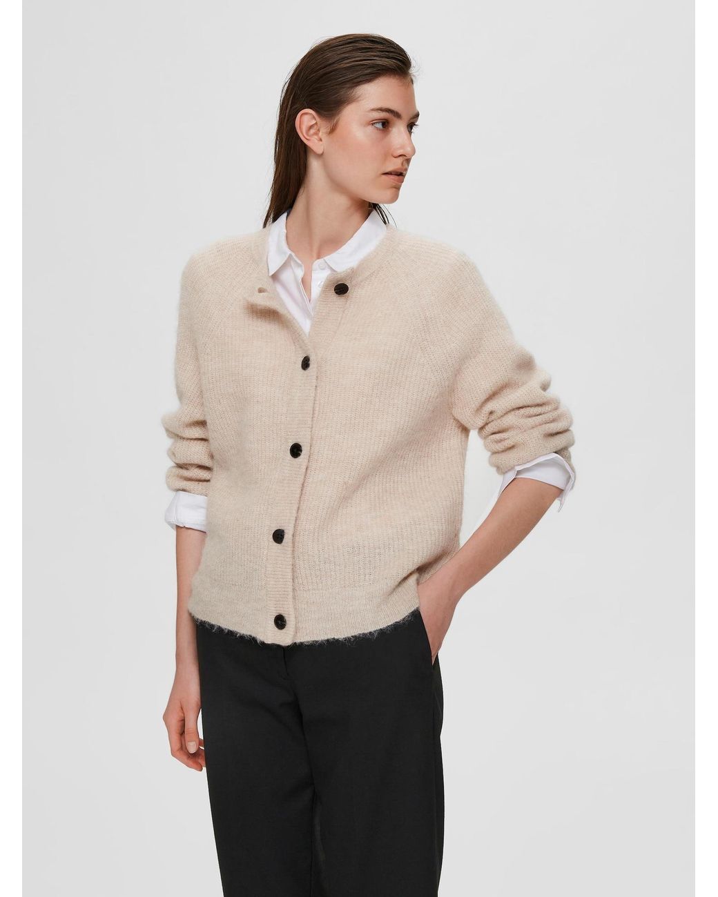 SELECTED Natural Strickjacke