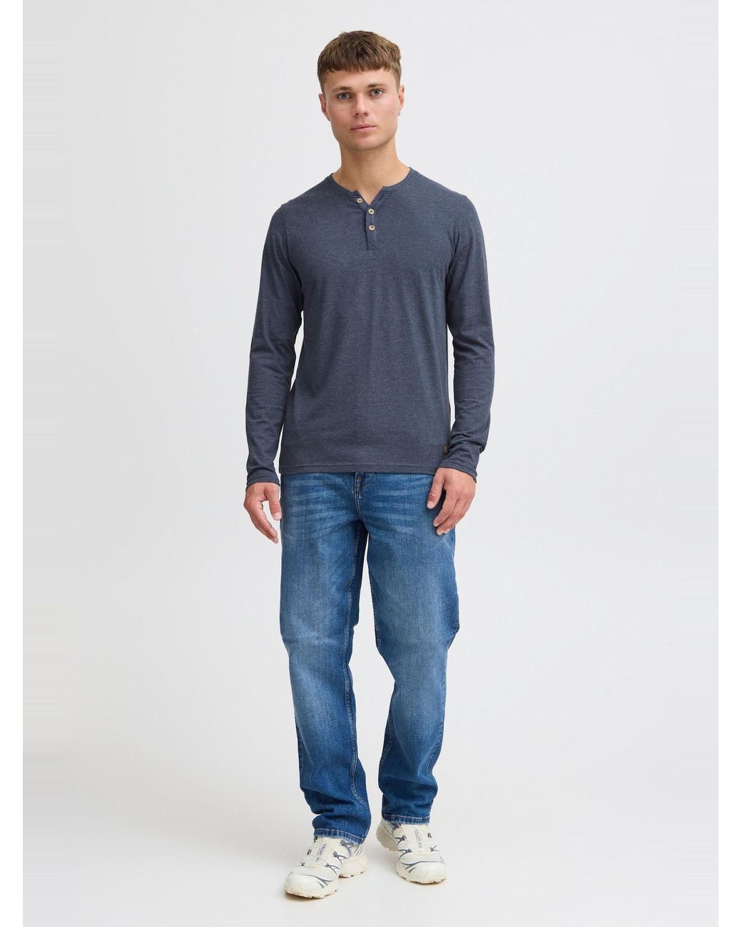 Solid Rundhalsshirt Volko in Blue für Herren