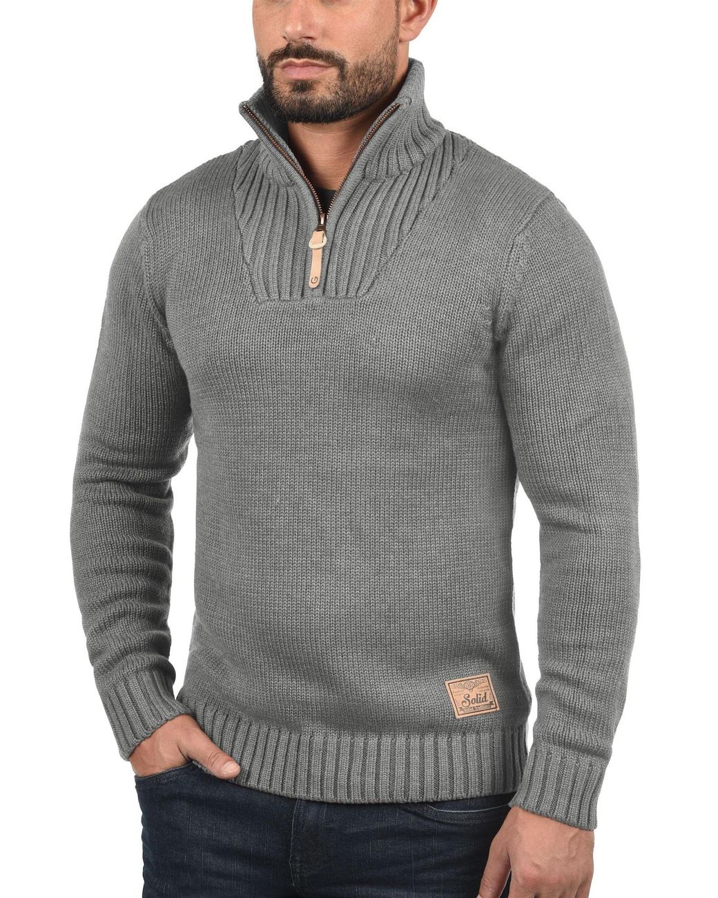 Solid Strickpullover Petro in Gray für Herren