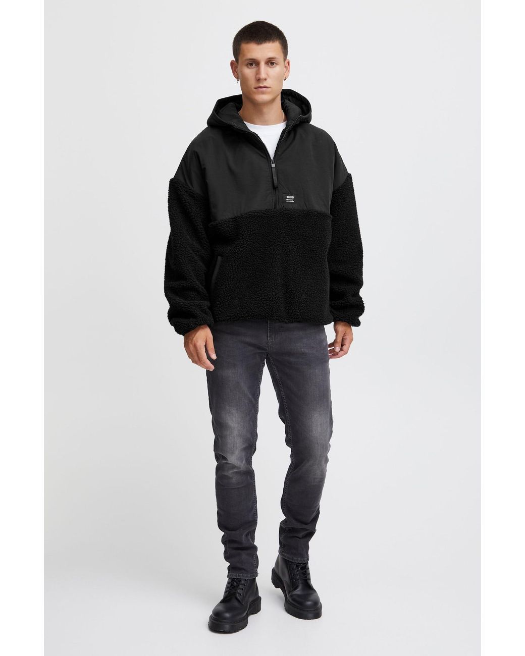 Solid Halfzip Fleecejacke Marco in Black für Herren
