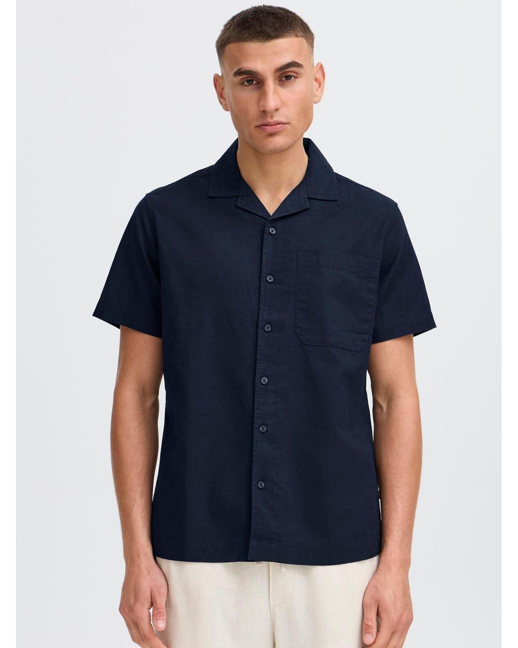 Solid Leinenhemd Sdlitt in Blue für Herren