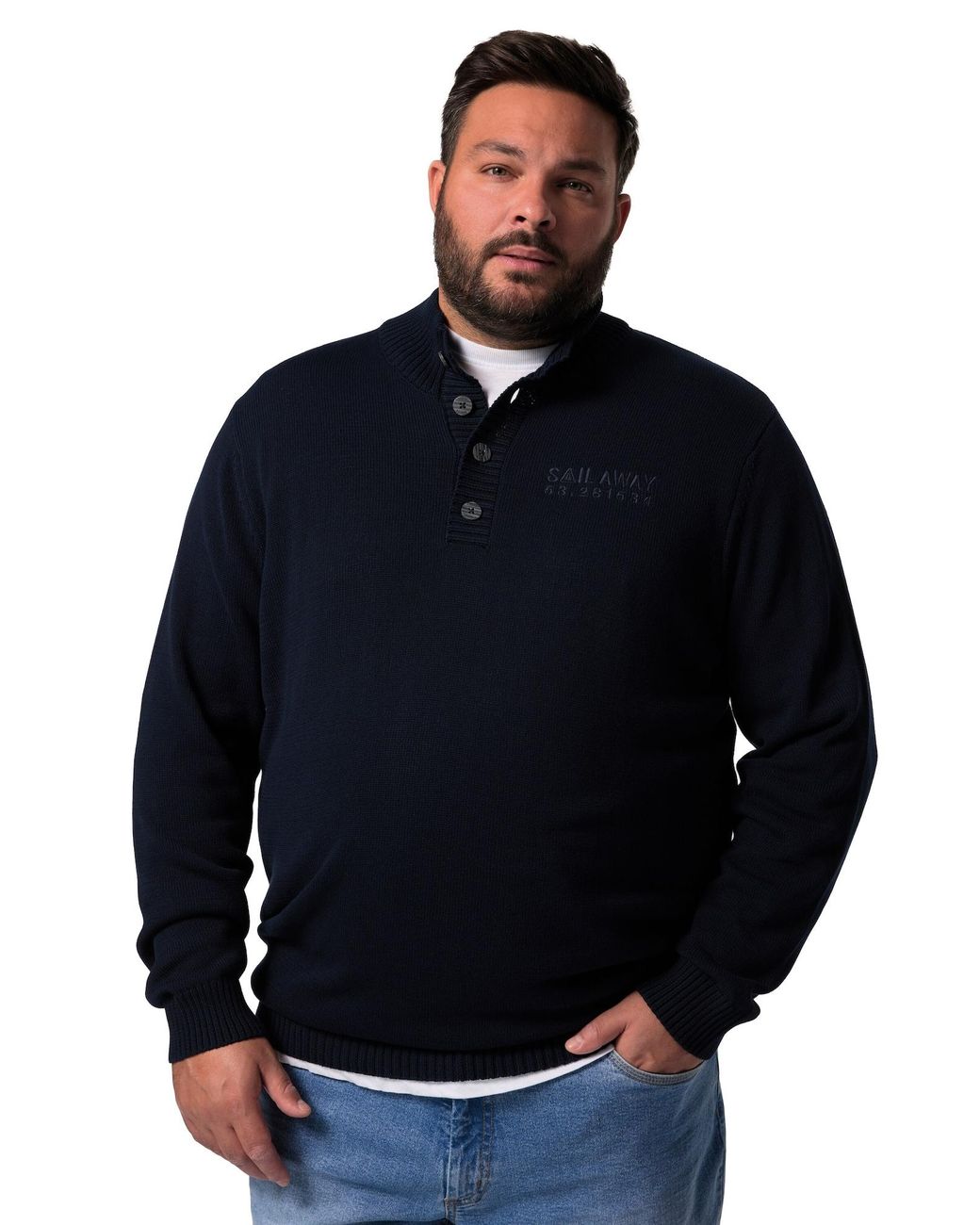Men Plus Pullover in Blue für Herren
