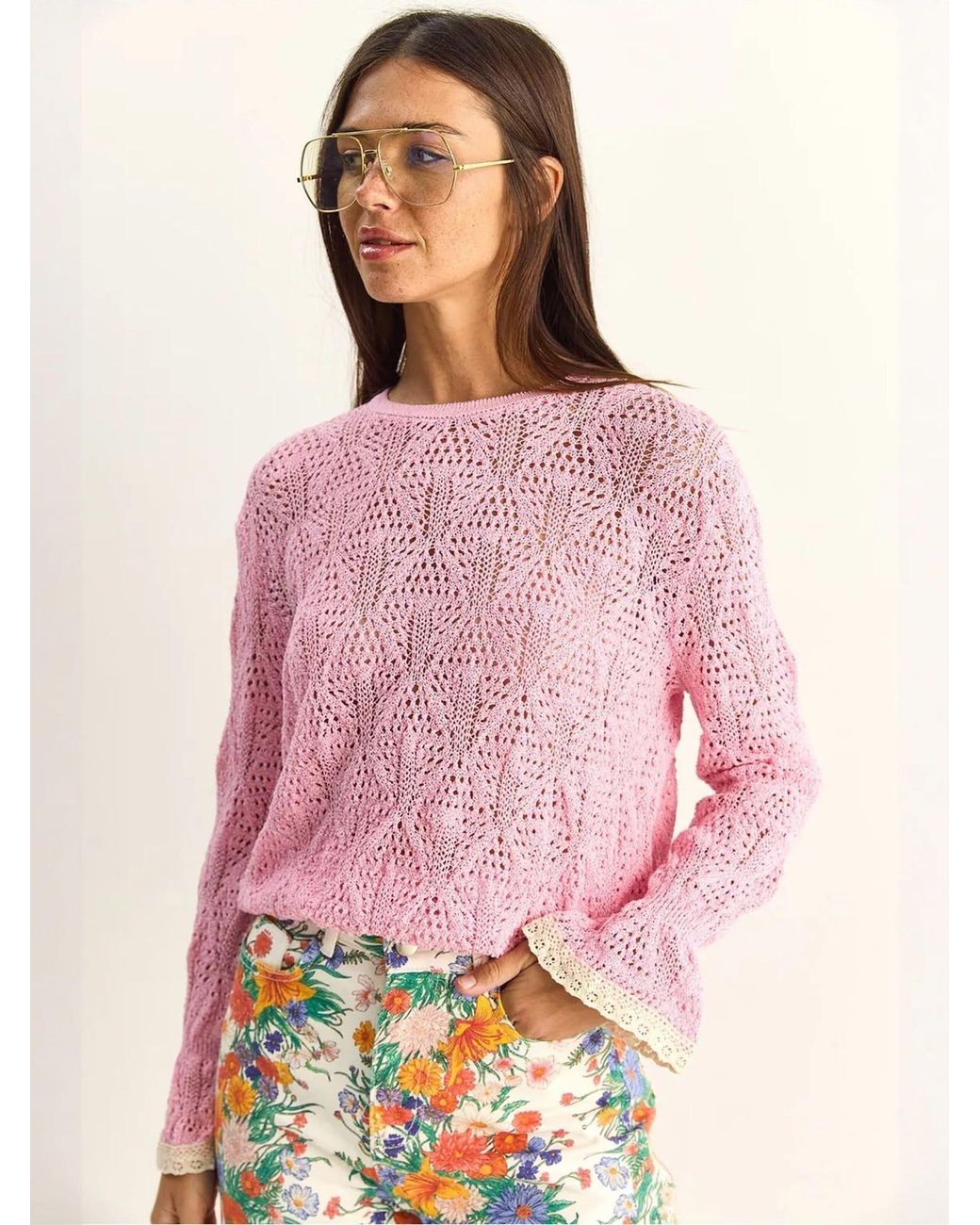Bianco Lucci Pink Pullover Pullover